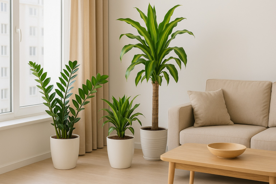 Cây Kim Tiền và Phát Tài giúp thu hút tài khí, mang lại thịnh vượng nếu được bố trí đúng vị trí trong phòng khách.