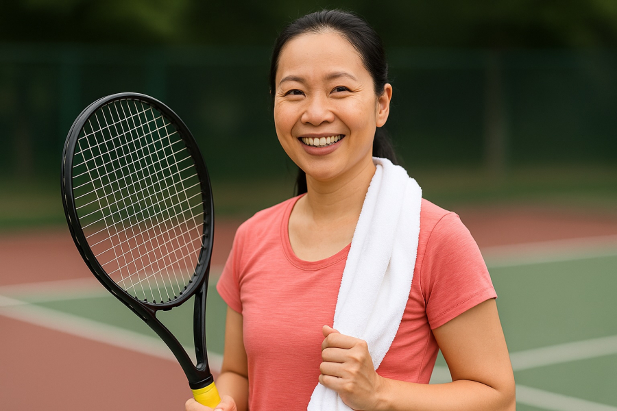 Tennis là lựa chọn tuyệt vời cho phụ nữ muốn duy trì vóc dáng, xương chắc khỏe và giảm căng thẳng mỗi ngày.