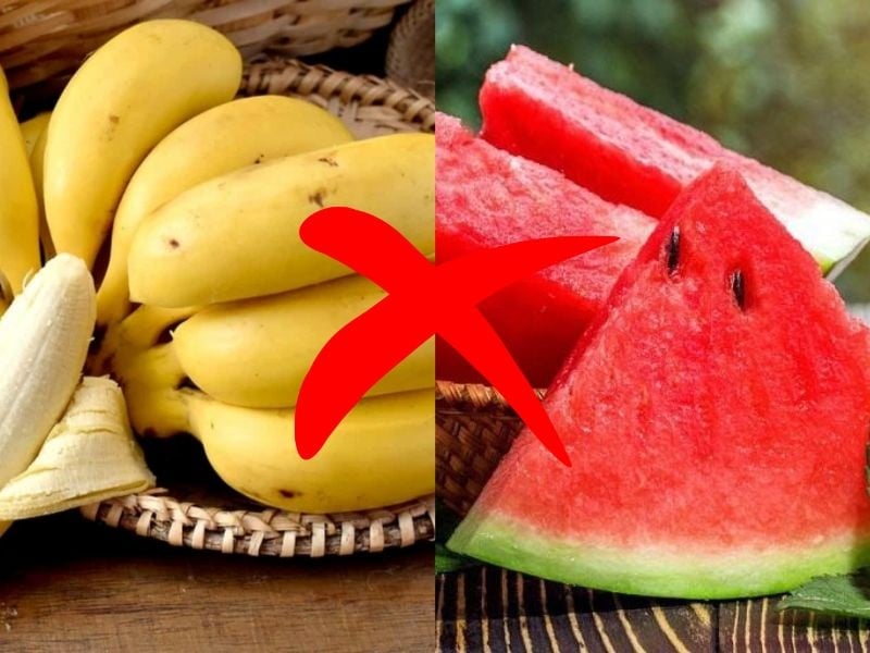Chuối và hứa hấu là các loại trái cây kỵ nhau không nên ăn, đặc biệt là người suy thận.    