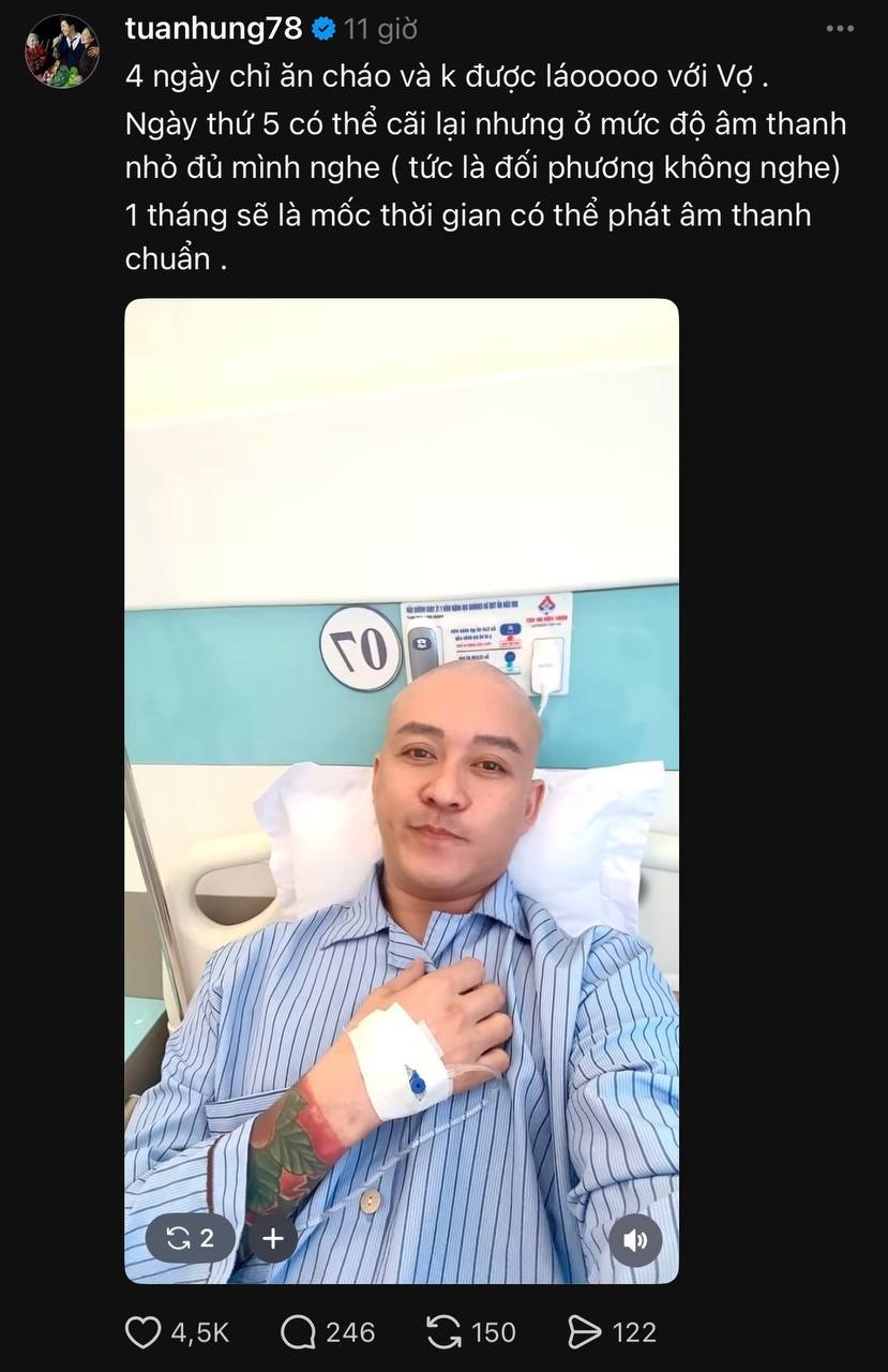Anh cho biết sức khỏe đang dần ổn định, tuy nhiên trong 4 ngày đầu sau mổ, anh chỉ được phép ăn cháo. 