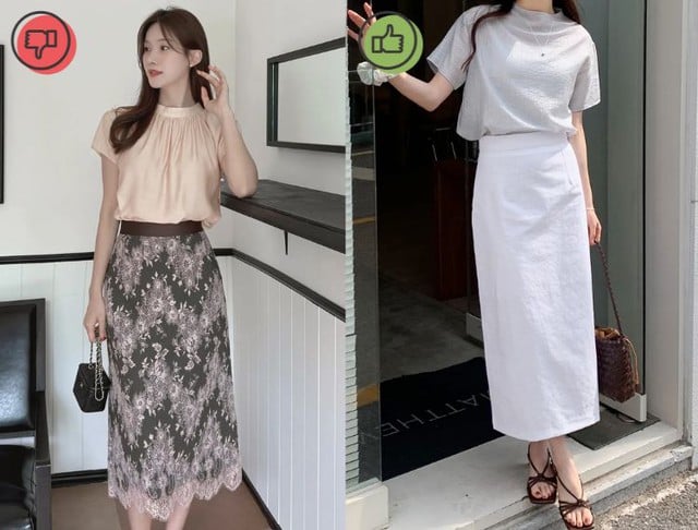 Để thay thế, chân váy suông làm từ vải thô, kaki hoặc vải lỳ là lựa chọn an toàn và thời thượng. 