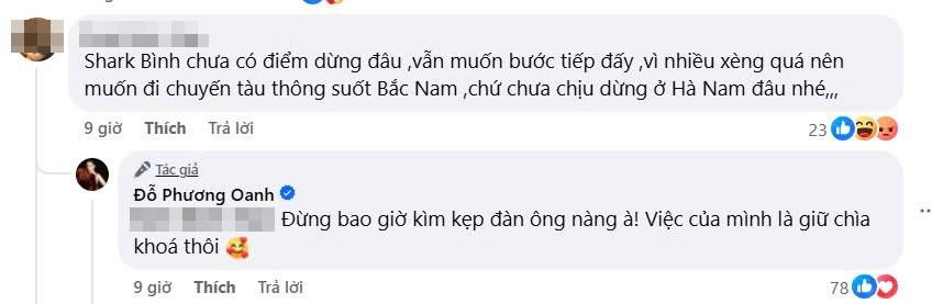 Phương Oanh giữ thái độ bình tĩnh và đáp lại một cách thẳng thắn.