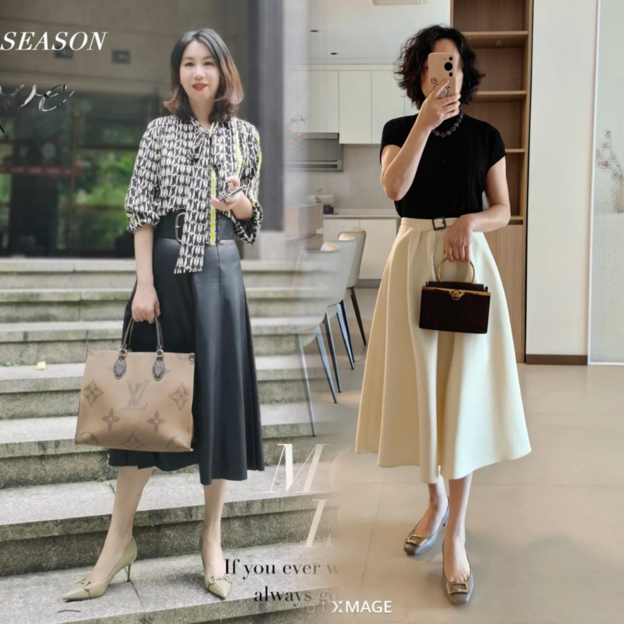 Với phụ nữ 40+, váy xòe luôn là lựa chọn 