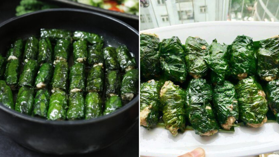 Để chả lá lốt có màu xanh đẹp mắt, bạn cần canh lửa ở mức vừa để nhân thịt chín, phần lá không bị cháy.