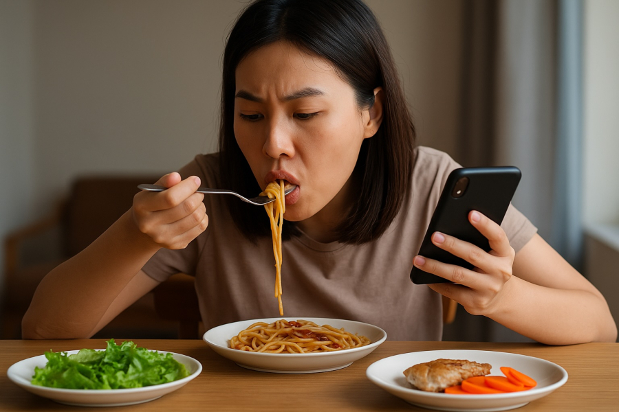 Thói quen ăn nhanh, vừa ăn vừa lướt điện thoại khiến Shbet123 Link Vào ShBet Mới Nhất chịu nhiều áp lực.