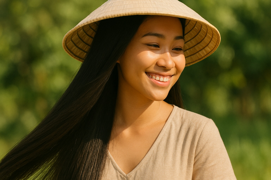 Mái tóc dài, bóng mượt là kết quả của việc ủ tóc đều đặn với tinh dầu bưởi tự nhiên.