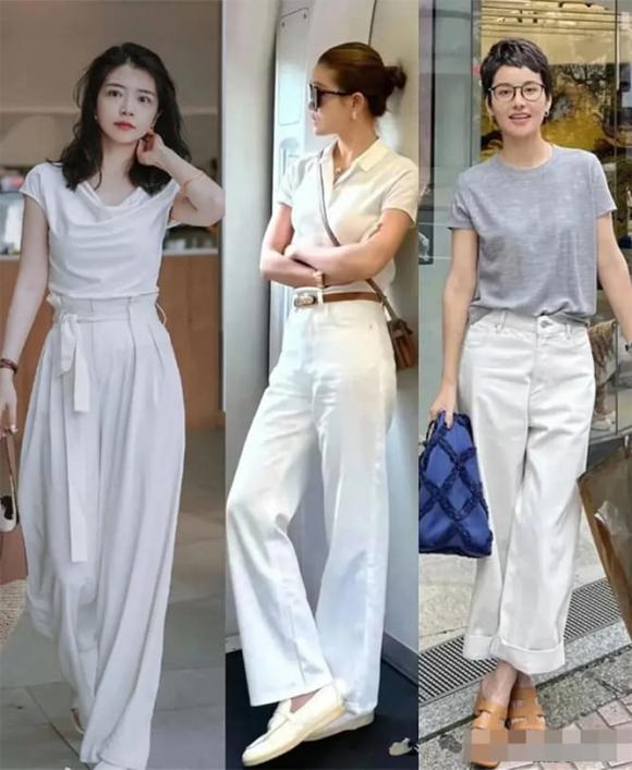Một trong những công thức dễ áp dụng nhất là áo phông phối cùng quần trắng