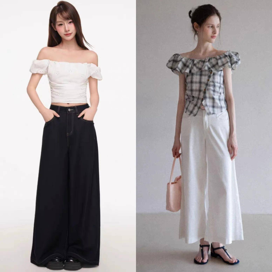 Áo trễ vai cực kỳ linh hoạt, chỉ cần thay đổi cách mix & match là bạn đã có một phong cách mới.
