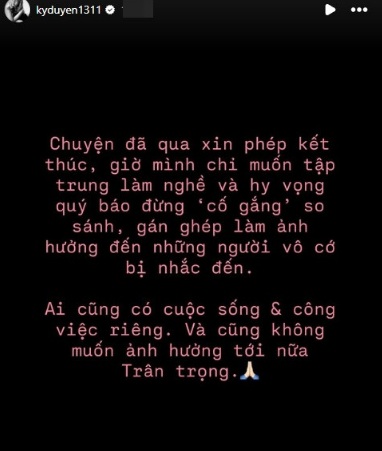 Kỳ Duyên đăng đàn bức xúc, khẳng định không muốn nhắc tên gắn liền với ai đó  