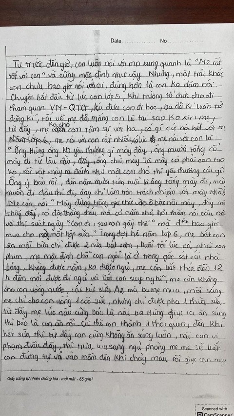 Lá thư kêu cứu của cậu bé.