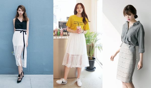 Vẻ đẹp của chân váy ren nằm ở sự kết hợp hài hòa giữa đường thêu tinh xảo, hoa văn nghệ thuật và chất liệu xuyên thấu gợi cảm.