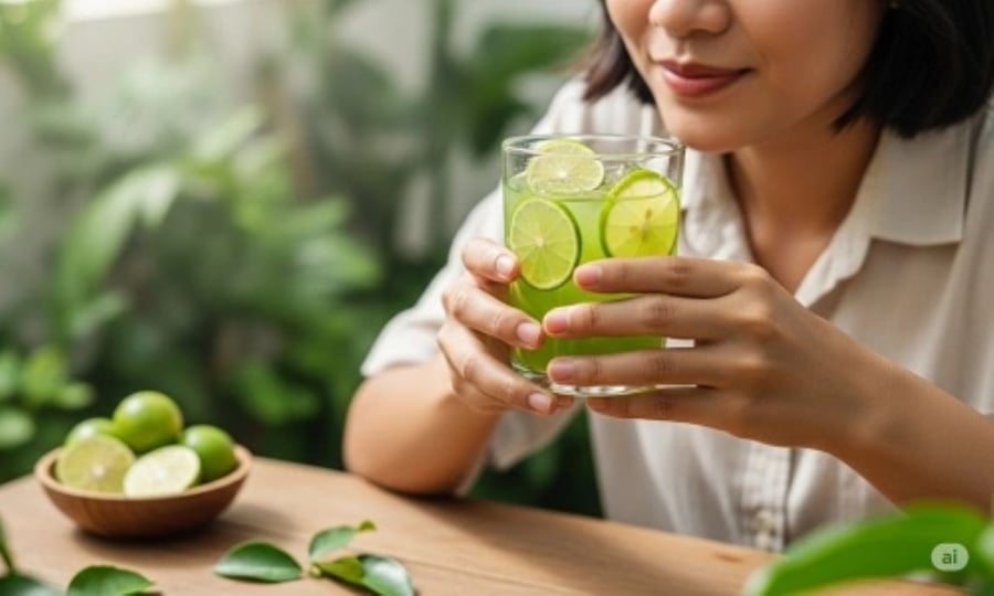 Uống nước chanh hoặc giấm táo pha loãng mỗi ngày. (Ảnh minh họa)