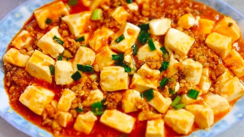 Thành phẩm món đậu hũ cay Tứ Xuyên