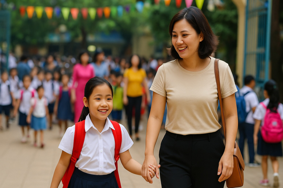 Phụ huynh Hà Nội yên tâm hơn khi năm học 2025–2026 không còn lo nỗi lo học phí cho con em tại trường công.