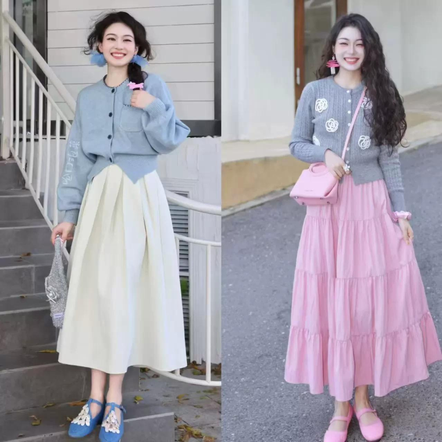  Khi phối cùng chân váy midi hoặc váy xòe, cardigan mang đến vẻ dịu dàng, nhẹ nhàng và đầy tinh tế.