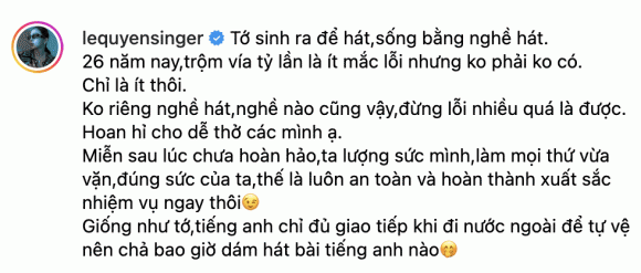 Lệ Quyên  nói về quan điểm Shbet800 khuyến mãi siêu lớn thừa nhận không ai có thể hoàn hảo tuyệt đối