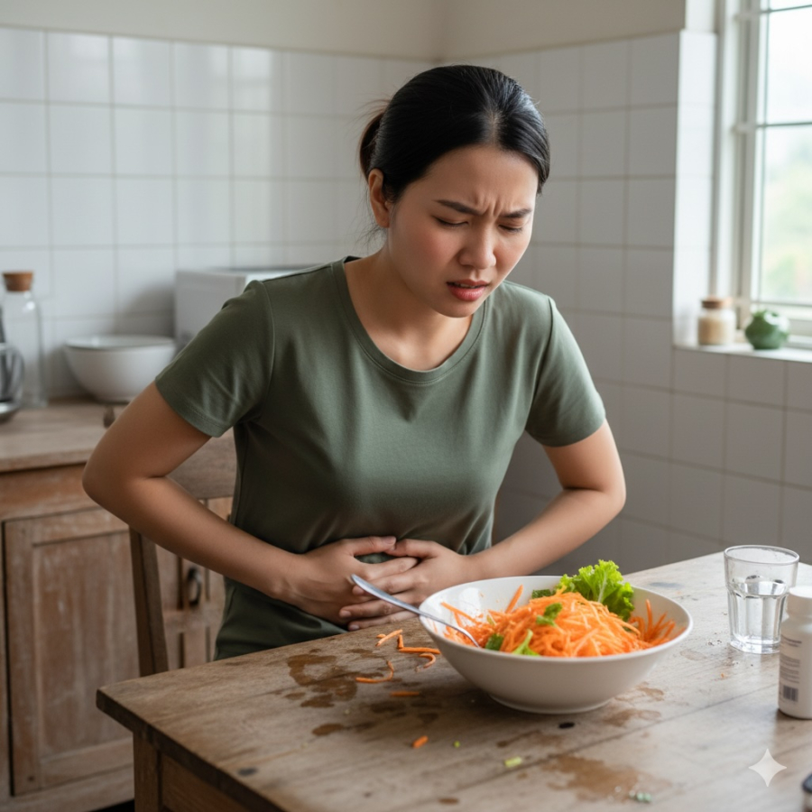 Người có hệ tiêu hóa yếu dễ bị đầy hơi, khó tiêu nếu ăn nhiều cà rốt sống.