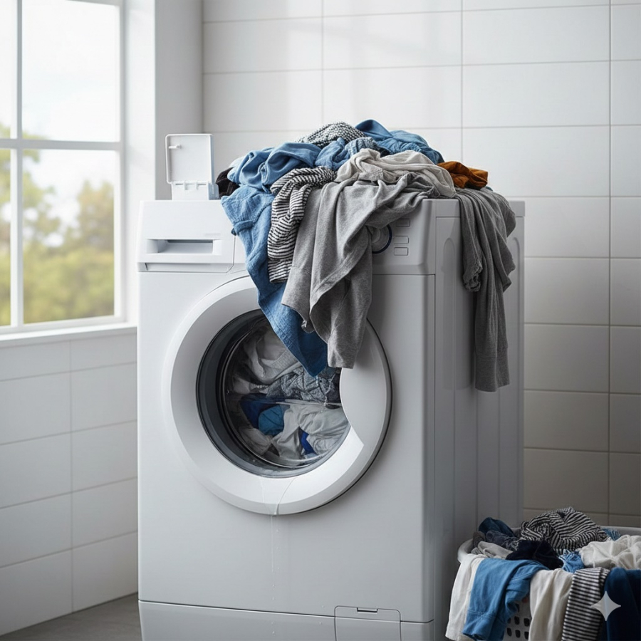 Nhồi quá nhiều quần áo khiến chế độ giặt nhanh hoạt động kém hiệu quả.