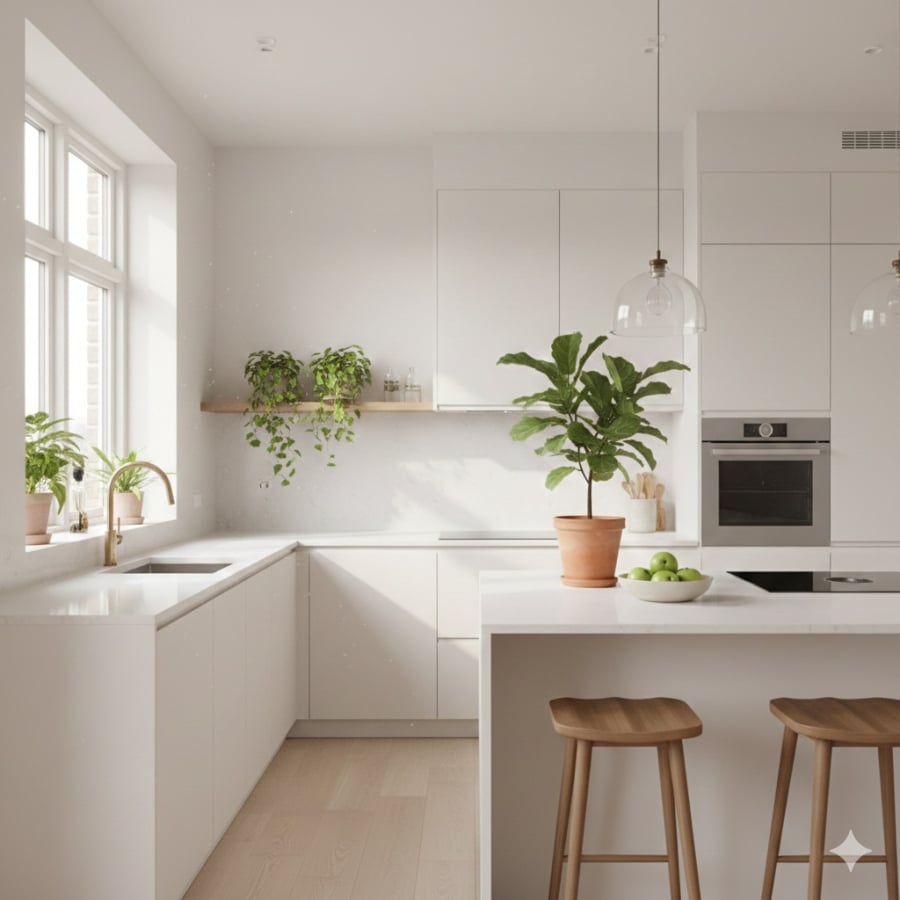Bếp sạch sẽ và ngăn nắp giúp gia chủ thu hút năng lượng tích cực, tài lộc và sức khỏe.