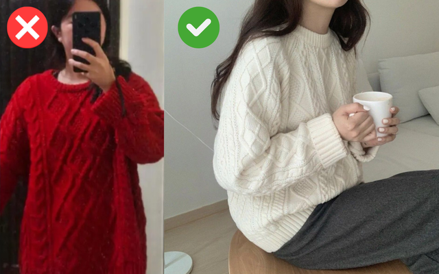 Phom áo rộng từ vai xuống khiến thân trên trở thành một khối liền không đường cong, làm tổng thể thiếu sự mềm mại vốn có