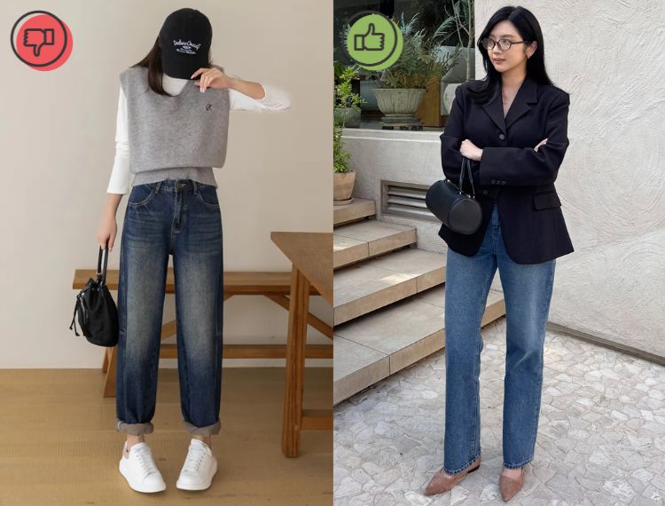 Một chiếc quần ống đứng sẽ là lựa chọn tinh tế hơn khi muốn giữ vẻ trẻ trung nhưng vẫn chỉn chu.