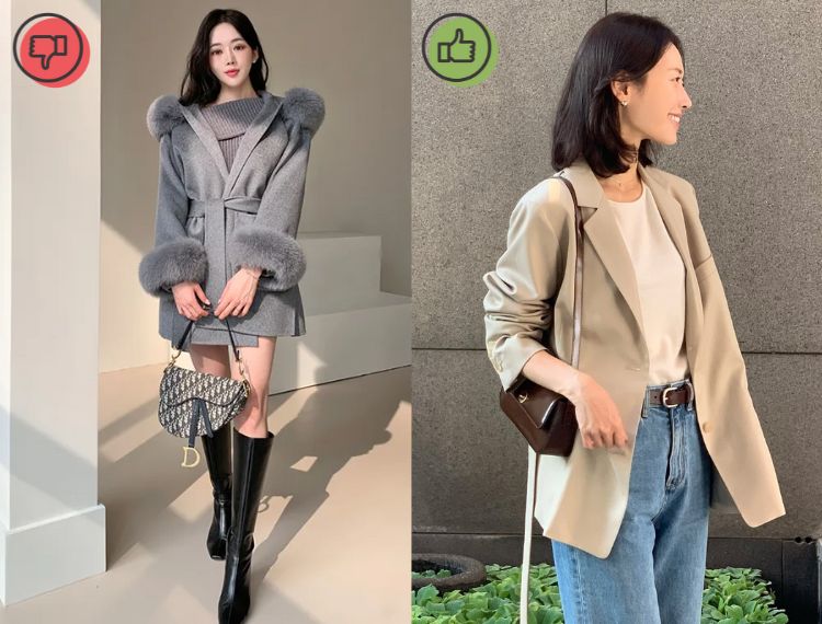 Phần viền lông dày dễ tạo cảm giác cồng kềnh, nặng nề và khiến tổng thể Shbet999 com đăng nhập trông già hơn, đặc biệt khi kết hợp với gam màu tối.