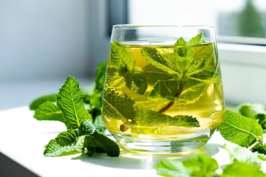 Trà bạc hà là loại trà thảo mộc chứa chất an thần tự nhiên giúp bạn thư giãn sau một ngày dài.