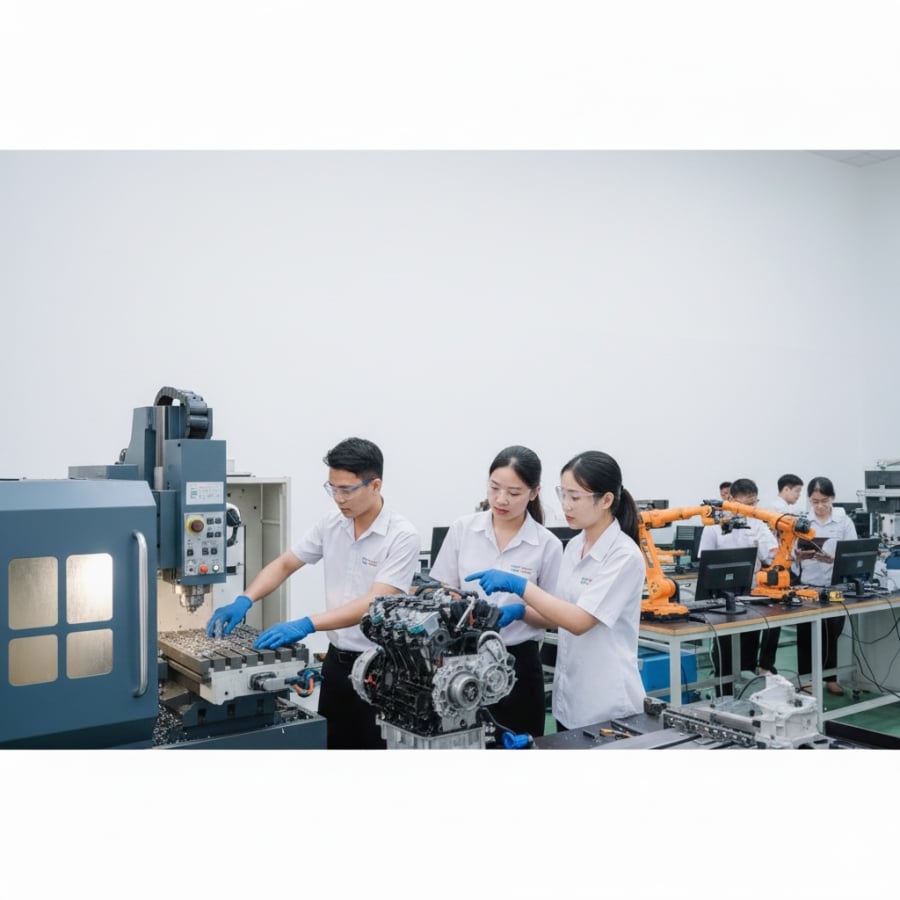 Đào tạo gắn liền thực hành giúp Mừng SHBET phiên bản mới 2025 cơ khí dễ tìm việc và nhanh chóng thích nghi môi trường doanh nghiệp.