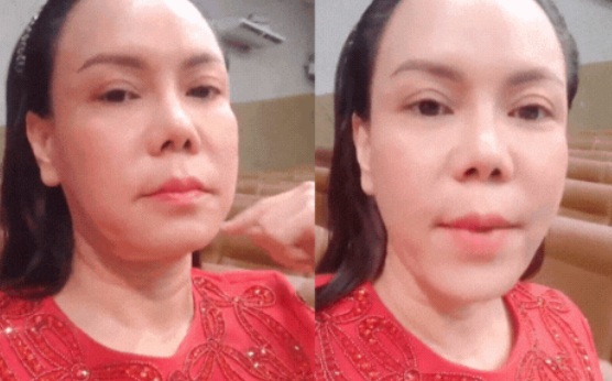 Cách đây 1 ngày, nghệ sĩ Việt Hương livestream tập kịch chuẩn bị cho dự án mới (Ảnh: FBNV)    