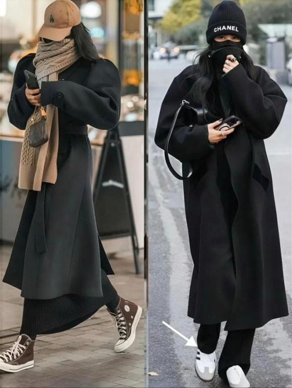 Khi diện áo khoác dáng rộng, phần thân dưới nên được tiết chế bằng quần hoặc váy có phom dáng gọn hơn như quần ống đứng, quần tây tối màu hoặc váy ôm vừa phải.