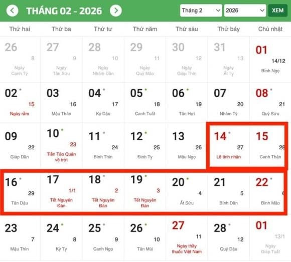 Ngày 13/10, Văn phòng Chính phủ đã ban hành văn bản số 9859/VPCP-KGVX, thông báo phương án nghỉ Tết Âm lịch và nghỉ lễ Quốc khánh năm 2026.