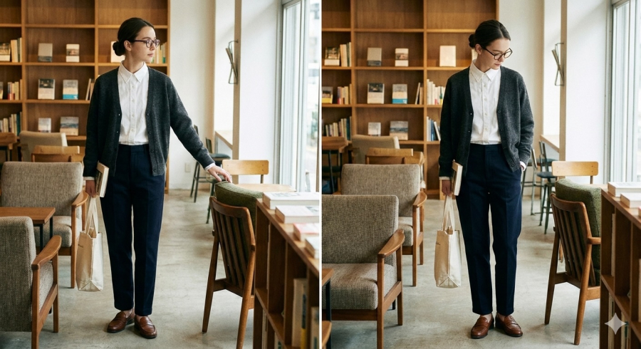 Cardigan và sơ mi là công thức mặc đẹp chuẩn chỉnh cho ngày lạnh, phù hợp đi làm lẫn dạo phố.