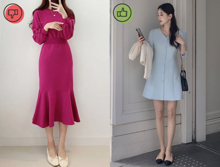 Những chiếc váy mang gam màu quá rực như đỏ chói, xanh neon hay vàng huỳnh quang thường được ưu ái vì tạo cảm giác nổi bật, rộn ràng không khí Tết. 