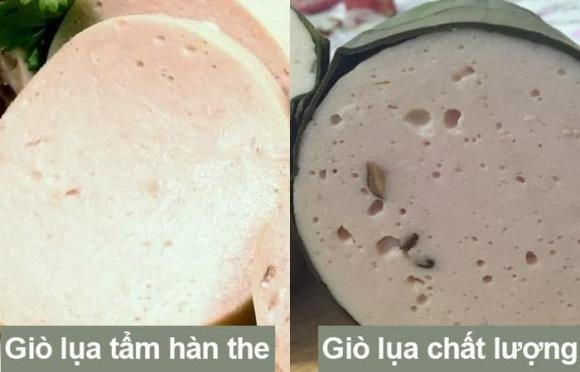 Từ các khuyến cáo của cơ quan y tế cùng kinh nghiệm kiểm tra thực tế, người tiêu dùng có thể phát hiện giò chả chứa hàn the thông qua một số biểu hiện khá đặc trưng.    