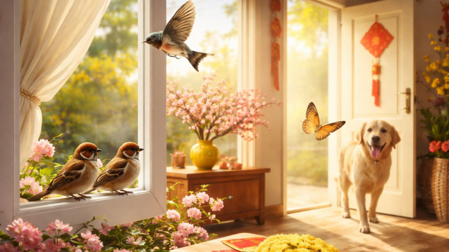 Chim én hoặc chim sẻ được xem là tín hiệu xuân mới may mắn
