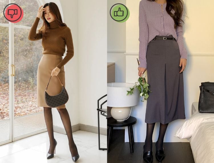 Chỉ cần phối cùng áo len mỏng, áo lụa hoặc cardigan, bạn đã có một outfit tinh tế, hài hòa với không khí sum họp đầu năm.