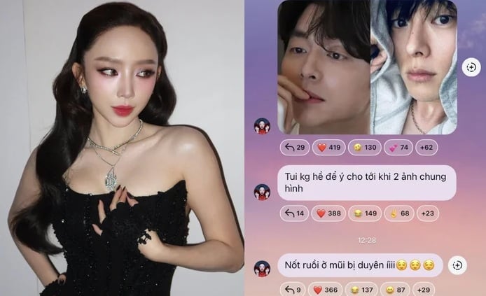 Tóc Tiên vui vẻ khen Gong Yoo và Jang Ji Yong có nốt ruồi duyên ở mũi. 