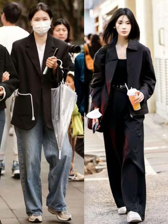 Khi phối cùng quần ống rộng, blazer giúp cân bằng giữa nét mạnh mẽ và sự mềm mại, tạo nên diện mạo hiện đại, tự tin.