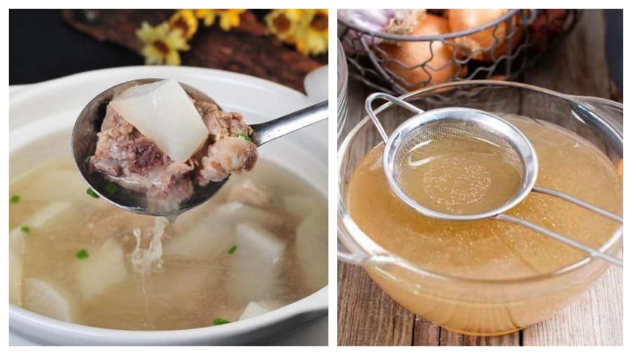 Canh xương hầm trong veo ngọt nước