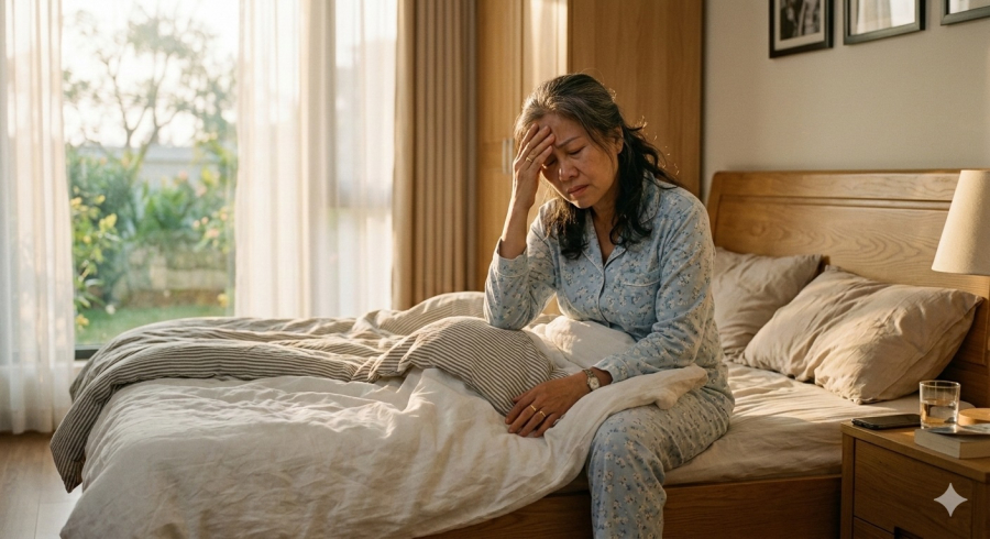 Nhiều phụ nữ sau 40 tuổi dù ngủ đủ 7–8 tiếng vẫn cảm thấy mệt mỏi khi thức dậy.