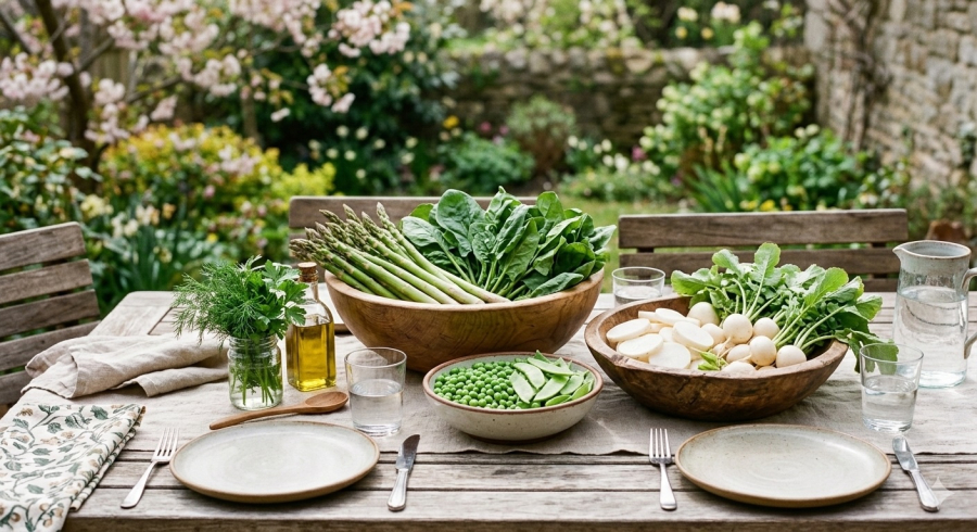 Rau củ mùa xuân giàu chất xơ và phytonutrients, hỗ trợ tiêu hóa và giúp Sh88bet đăng ký miễn phí cân bằng sau mùa đông.