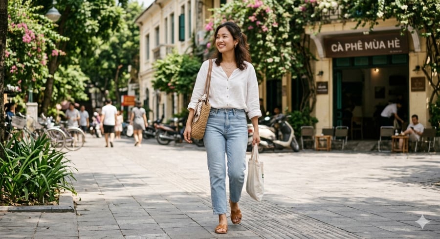 Áo blouse trắng là món đồ basic giúp tạo nên phong cách nhẹ nhàng, thanh lịch trong mùa hè.