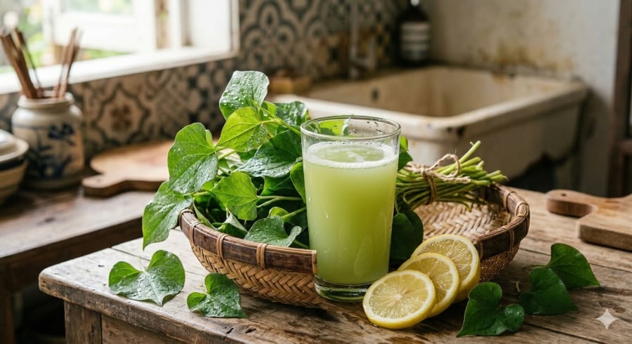 Nước ép diếp cá được nhiều người sử dụng để thanh nhiệt và hỗ trợ giải độc Sh88bet đăng ký miễn phí.