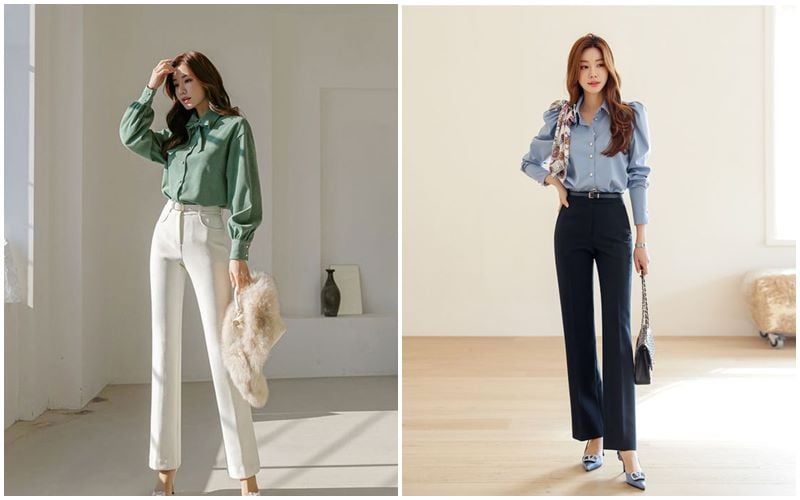 Sự kết hợp giữa áo sơ mi và quần âu luôn mang lại cảm giác thanh lịch và trưởng thành.