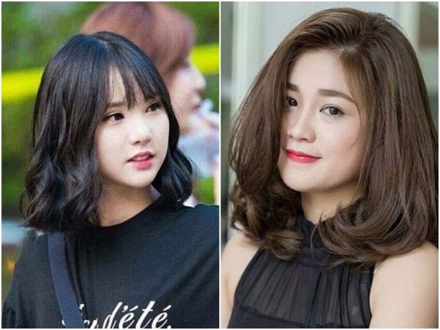 Kiểu tóc ngang vai với phần đuôi uốn cụp vào trong luôn được ưa chuộng nhờ khả năng “thu gọn” gương mặt. 