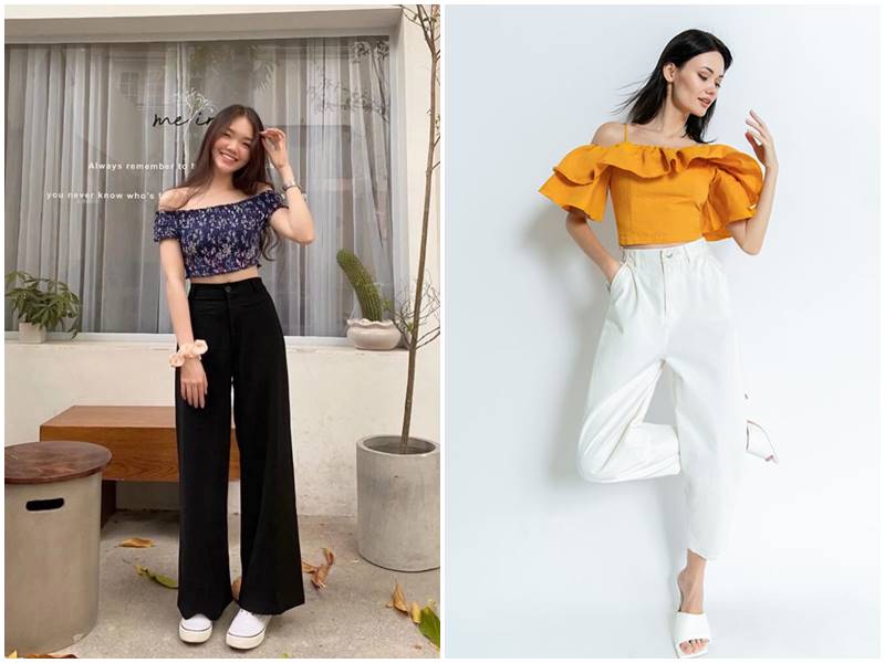 Sự đối lập giữa phần gợi cảm và form dáng rộng nhẹ sẽ giúp outfit trông thời thượng hơn đáng kể.