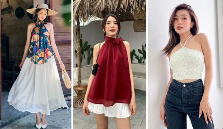 Những thiết kế áo cổ yếm đang trở lại mạnh mẽ trong mùa hè năm nay nhờ khả năng tôn bờ vai và phần xương quai xanh đầy tinh tế. 