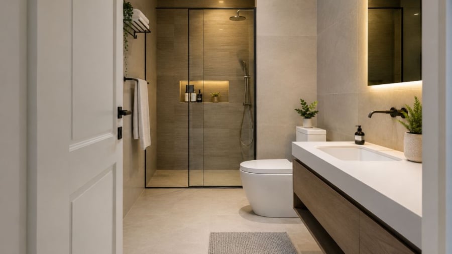 Nên chú ý cửa nhà vệ sinh