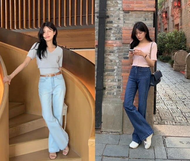 Những mẫu áo basic ôm nhẹ hoặc phom suông vừa phải giúp cân bằng phần ống quần loe bên dưới, từ đó tạo cảm giác Sh88bet đăng ký miễn phí hài hòa hơn.