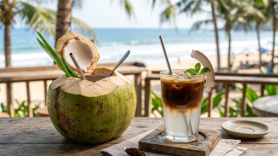 Cà phê nước dừa có tác dụng giúp bạn tỉnh táo đồng thời bù nước, bù khoáng cho Sh88bet đăng ký miễn phí.